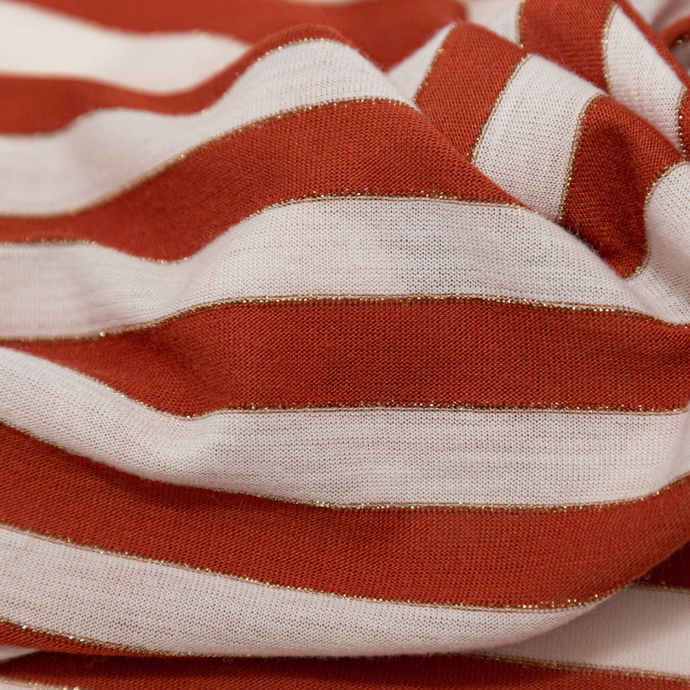 Italian Dew, Ginger and Metallic Gold Coast Bengal Striped Rayon Jersey - Joann Fabrics