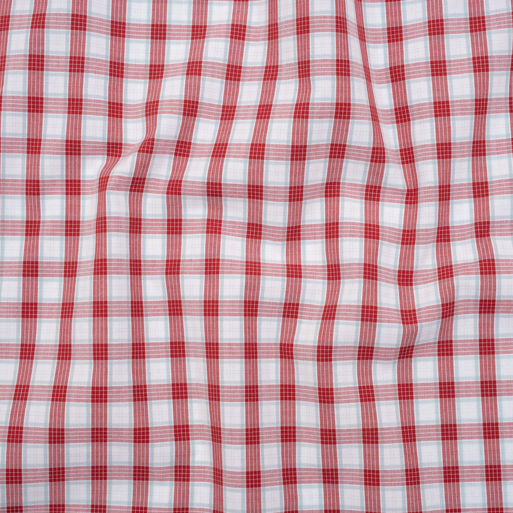 Cotton Shirting - Red, Baby Blue and White Plaid - Deadstock - Joann Fabrics