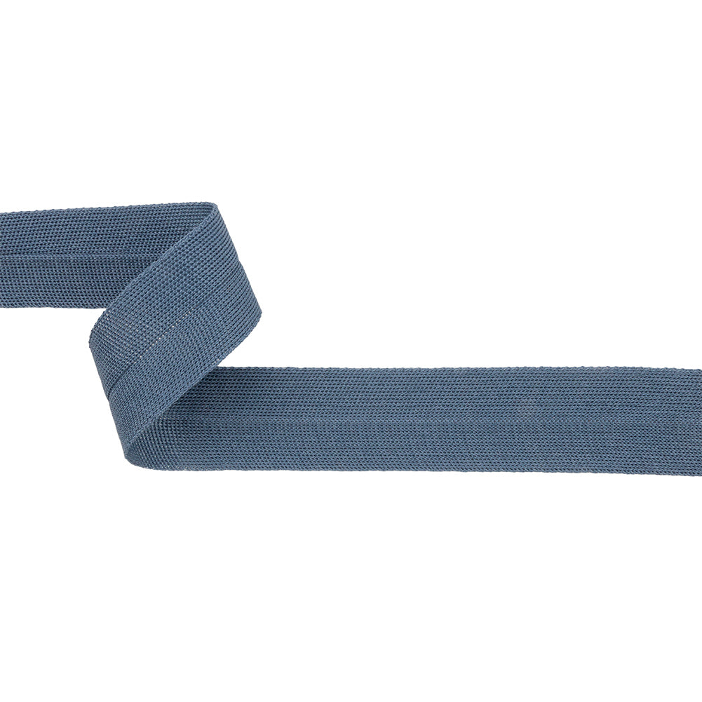 Gray Blue Cotton Knit Foldover Trim - 1.25