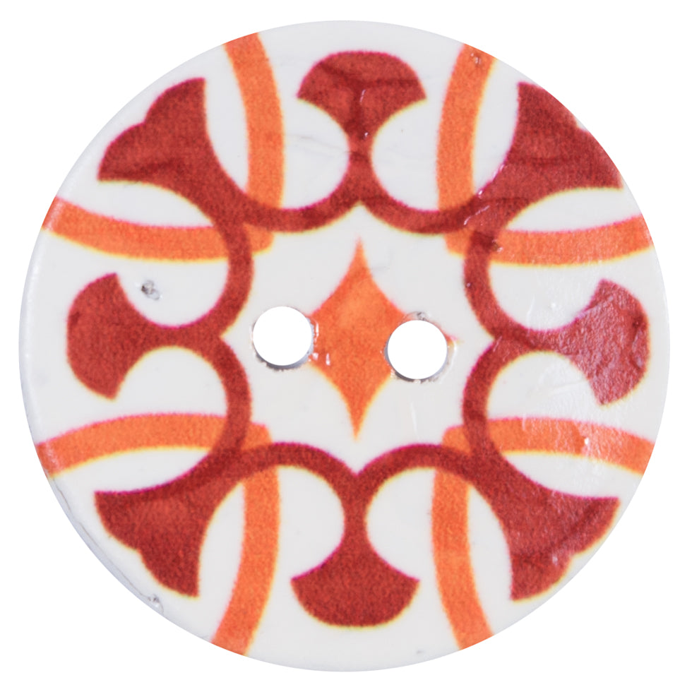 Italian Red, Orange and White Coconut Button - 64L/40.5mm - Joann Fabrics