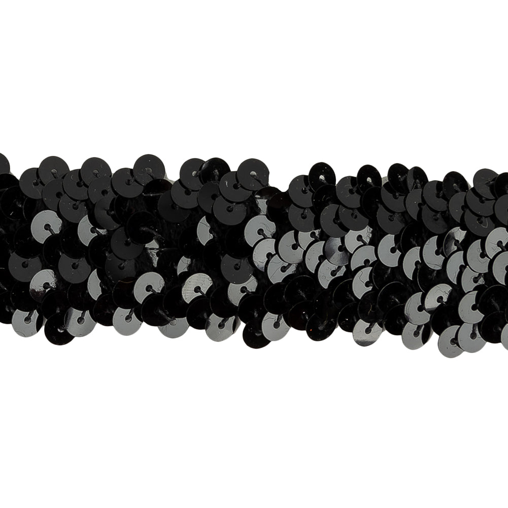 Black Stretch Sequins Trim - 1.25