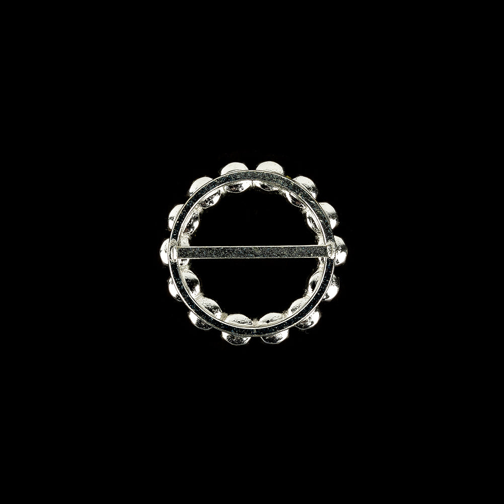 Vintage Czech Pearl and Silver Metal Slider - 1.875