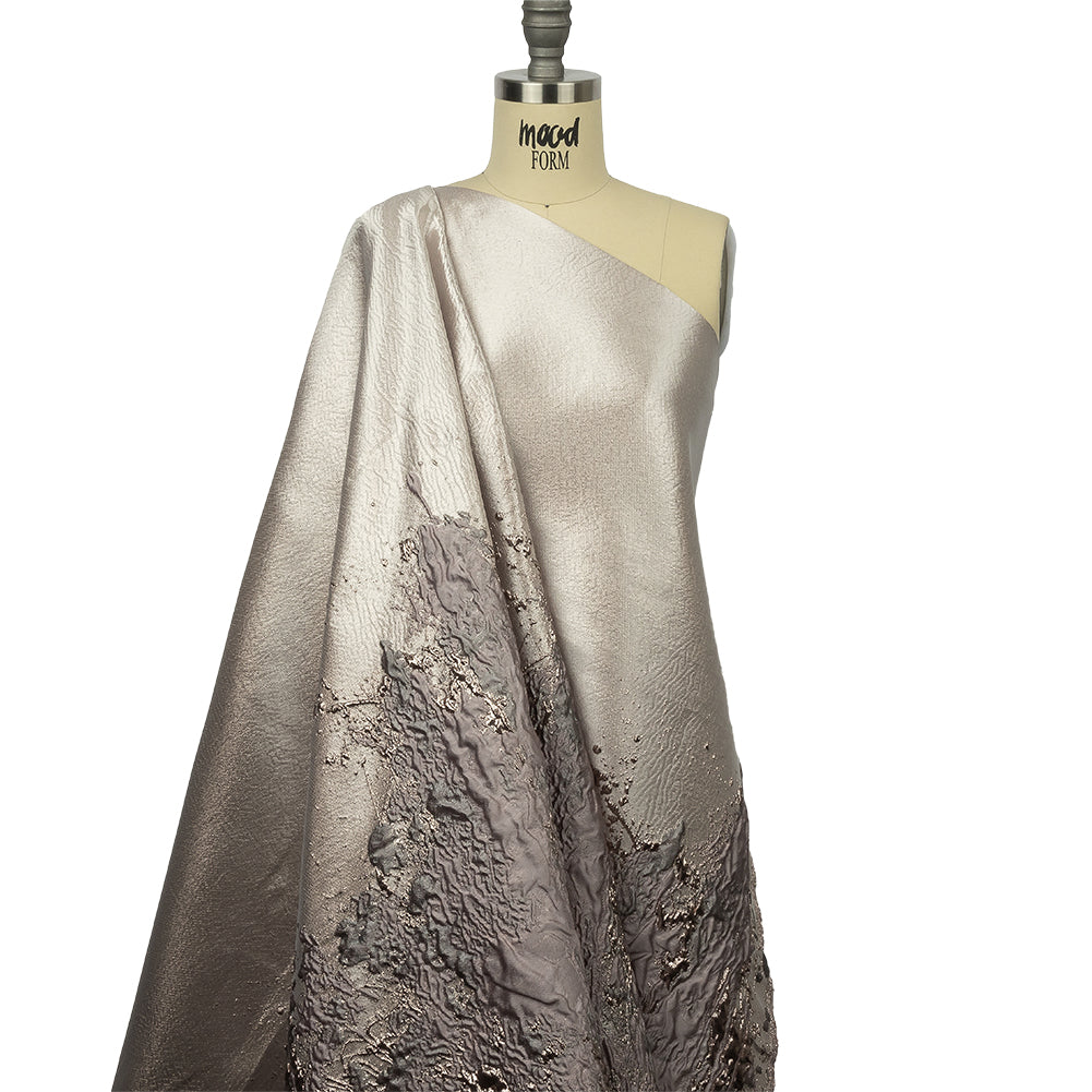 Metallic Rose Gold, Orchid and Dusty Lilac Splattered Stripe Luxury Brocade Panel - Joann Fabrics