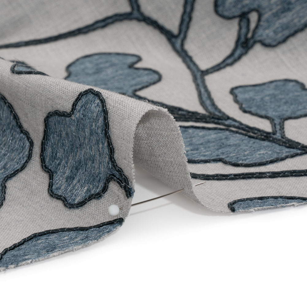 Denim Branches Corded and Embroidered Drapery Woven - Joann Fabrics