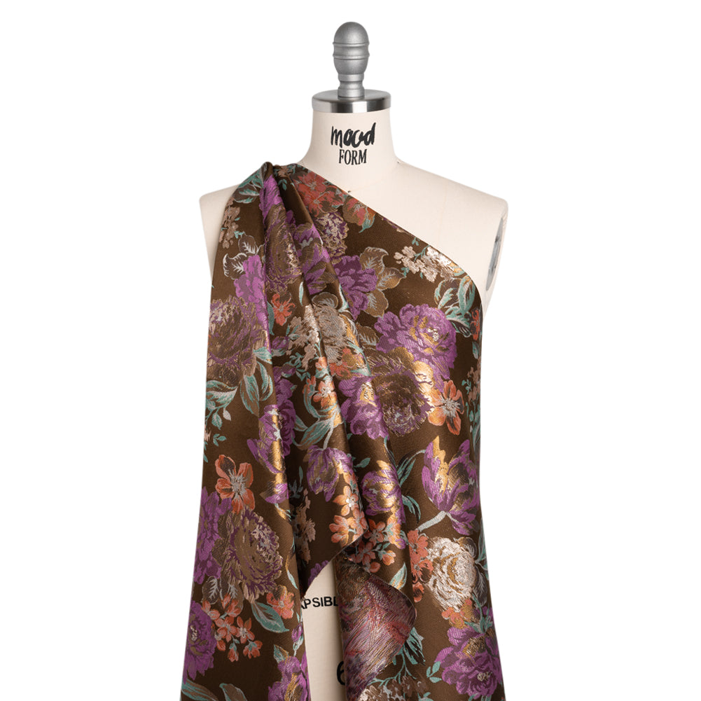 Metallic Luxury Brocade - Brown, Purple and Aqua Classic Flowers - Joann Fabrics