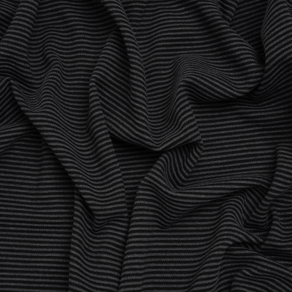 Polyester and Rayon Textured Double Knit - Black and Charcoal Ribbed Stripes - Deadstock - Joann Fabrics