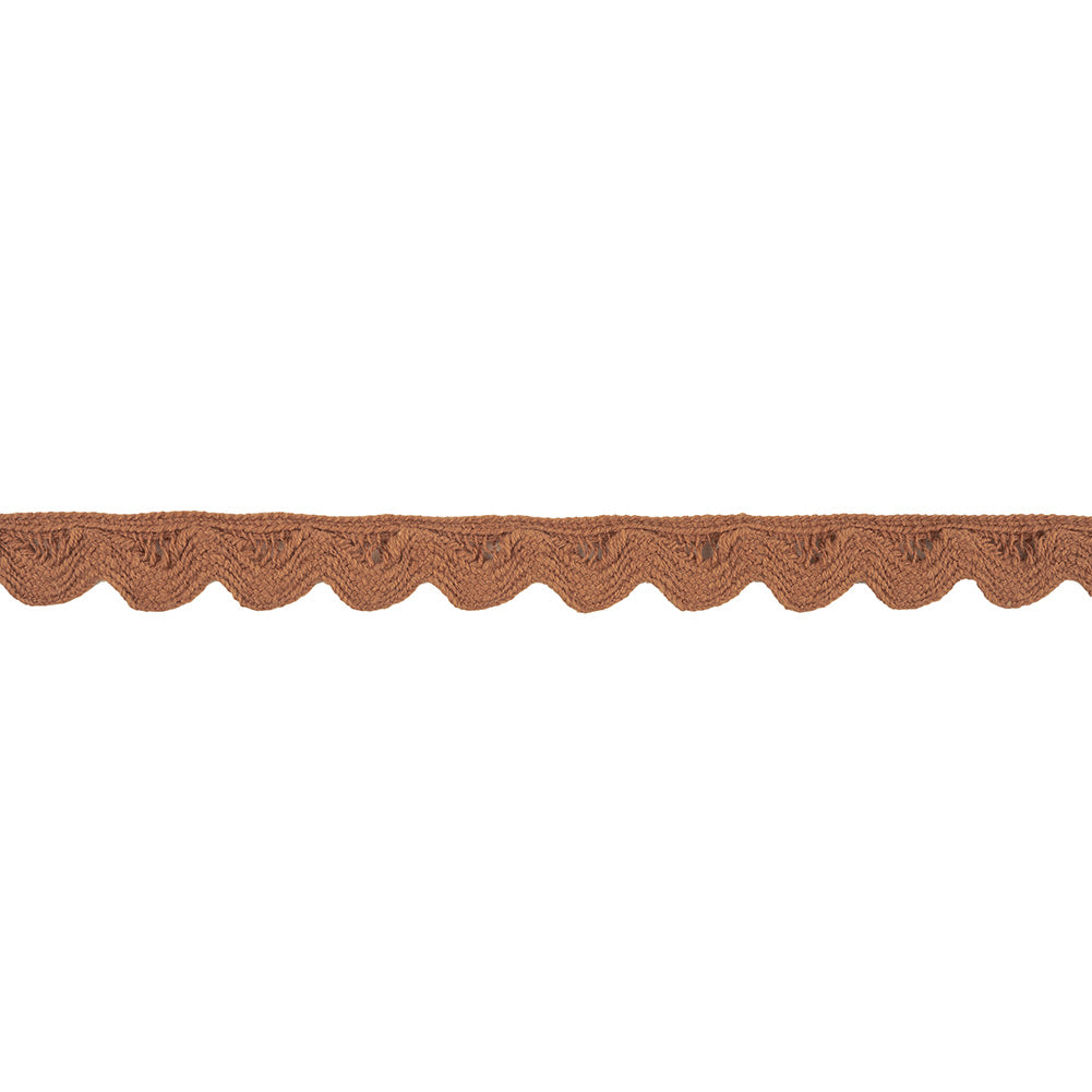 Cocoa Brown Cotton Ric Rac Trim with Straight Border - 0.5