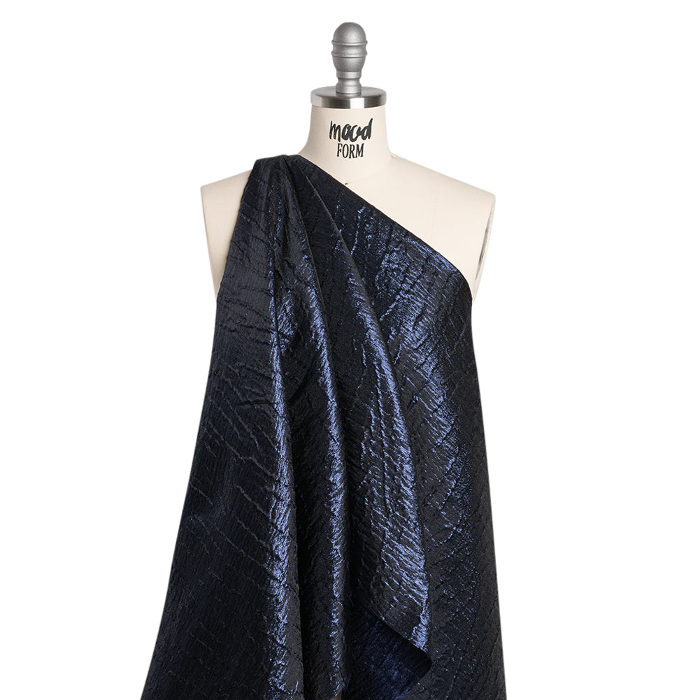 Metallic Brocade - Navy Blue Subtle Wrinkles - Kylie Collection - Joann Fabrics