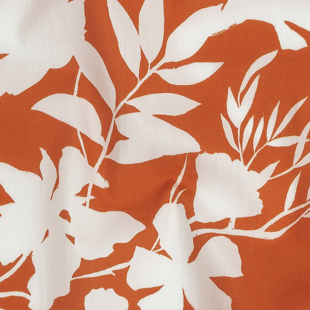 Cotton Poplin Print - Orange and White Floral - Mood Exclusive Sprouting Silhouettes - Joann Fabrics