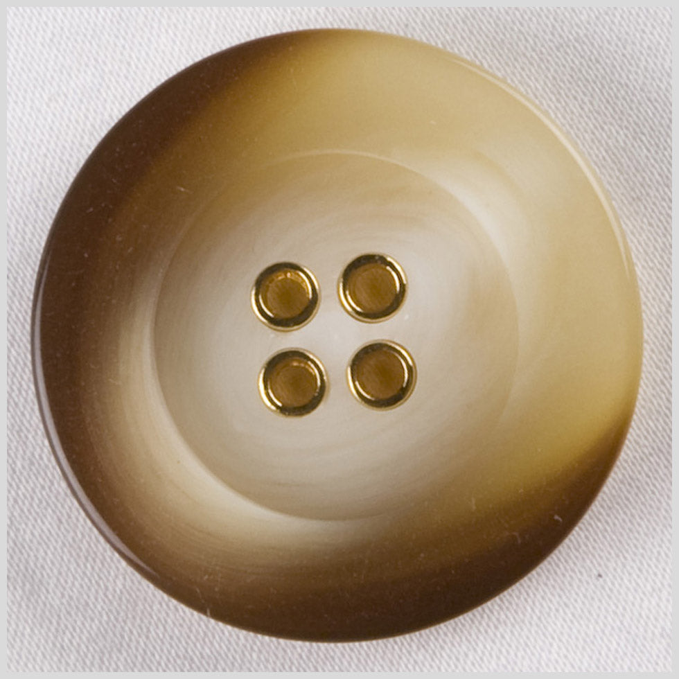 Plastic 4-Hole Button - 44L/28mm - Brown and Cream Swirl with Gold Metal Holes - Joann Fabrics