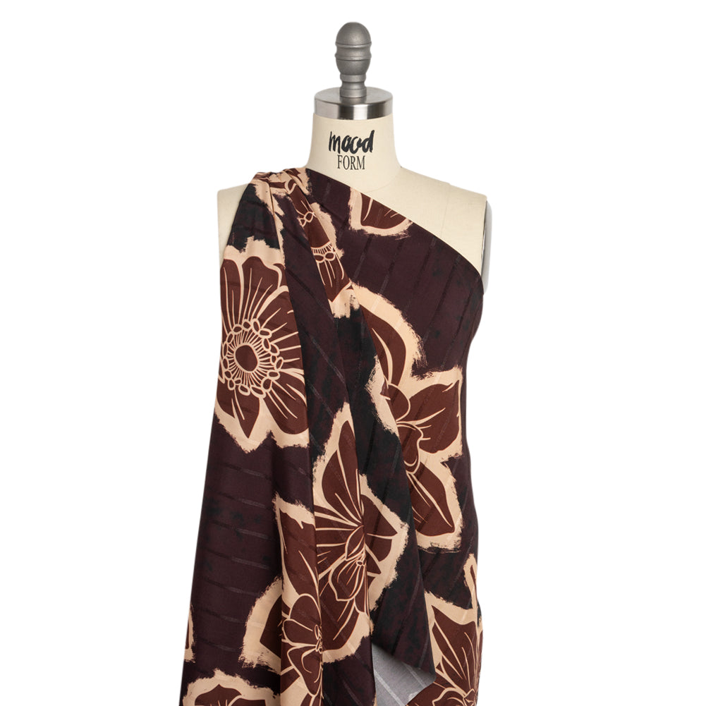 Striped Viscose Jacquard Print - Burgundy Floral - Mood Exclusive Simple Luxuries - Joann Fabrics