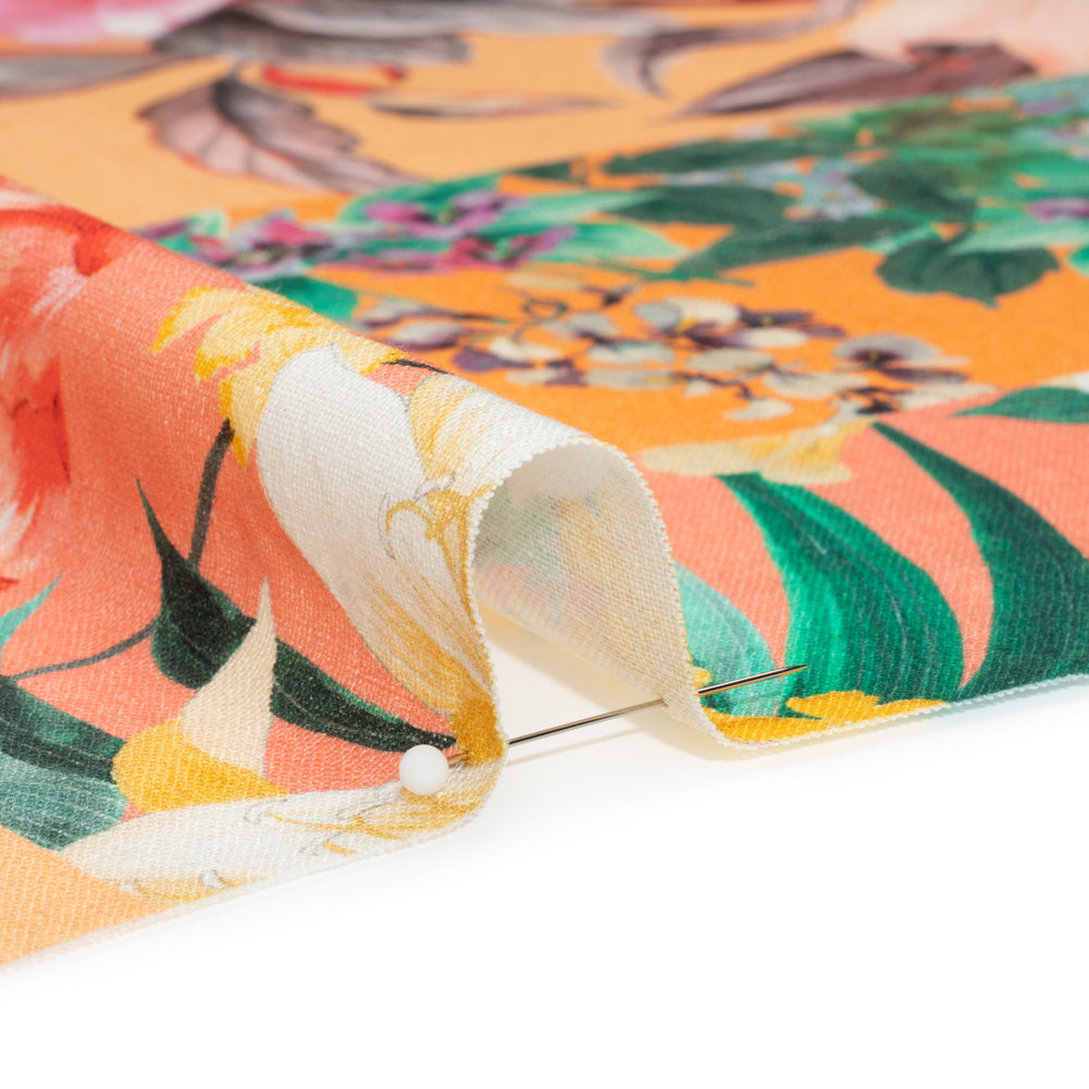 Linen and Rayon Woven Print - Peach and Orange Floral Patchwork - Mood Exclusive Citrus Garden Collage - Joann Fabrics