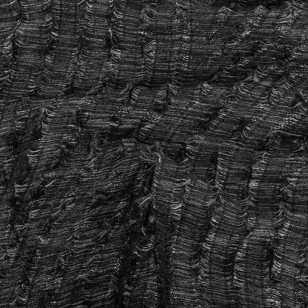 Black and Luminous Silver Fringed Waves Novelty Woven - Joann Fabrics