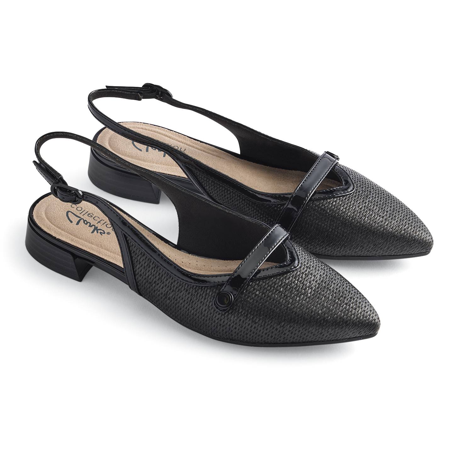 Trimmed Raffia Slingbacks, Low Heel - Northstyle Catalog
