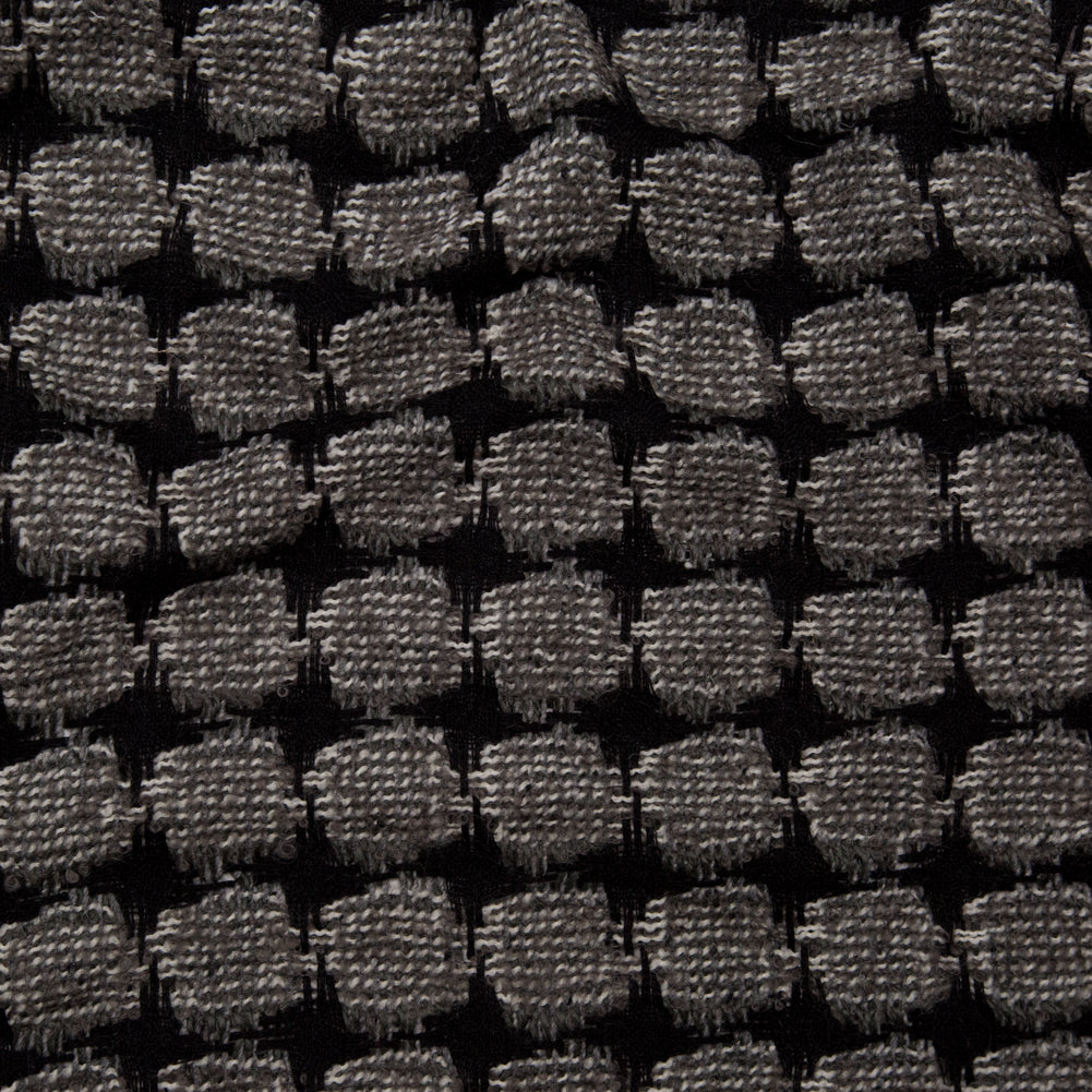 Italian Black, White Alyssum and Steeple Gray Wool Woven Featuring Novelty Boucle Squares - Joann Fabrics
