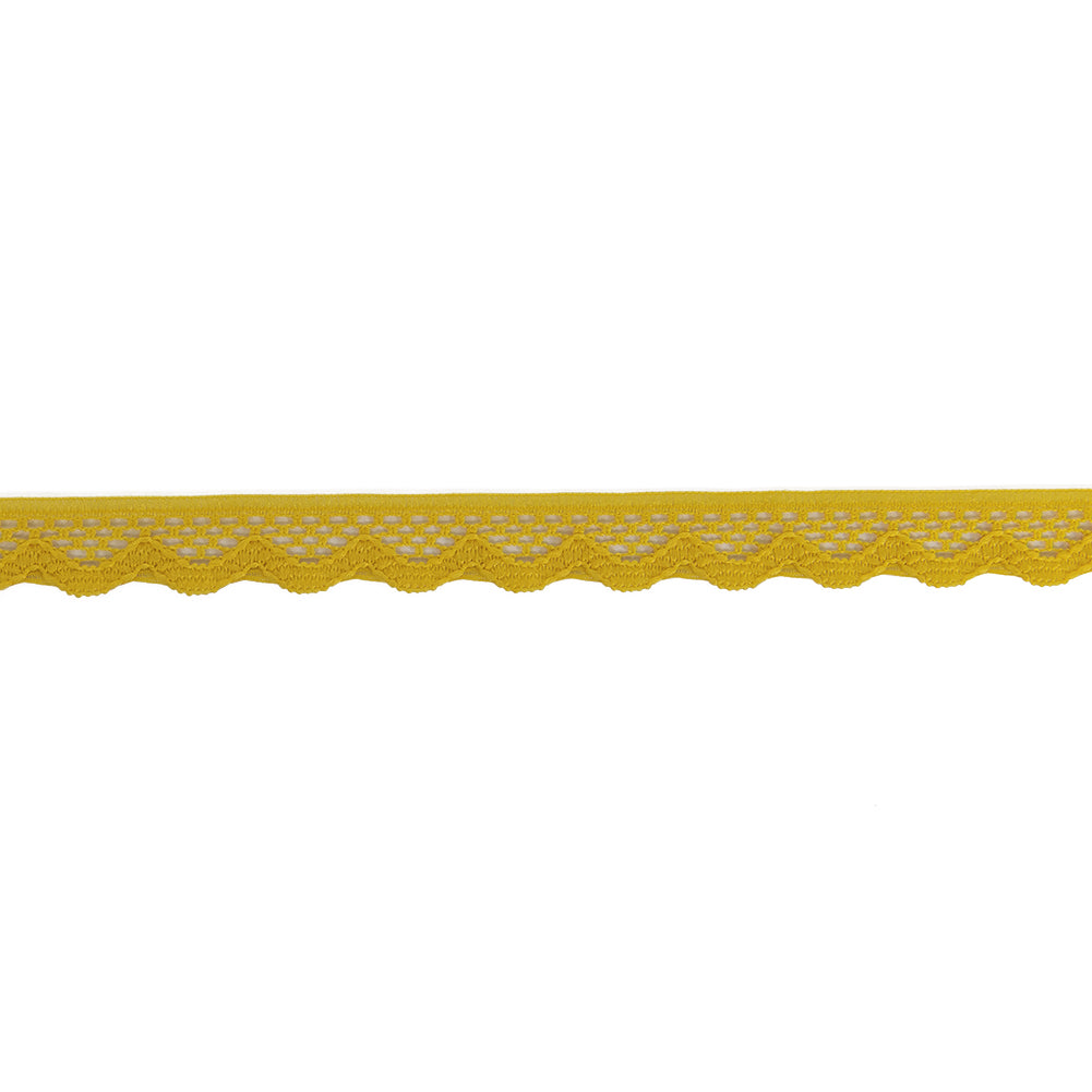 Sunshine Yellow Scalloped Edge Lace Geometric Trimming - 0.5