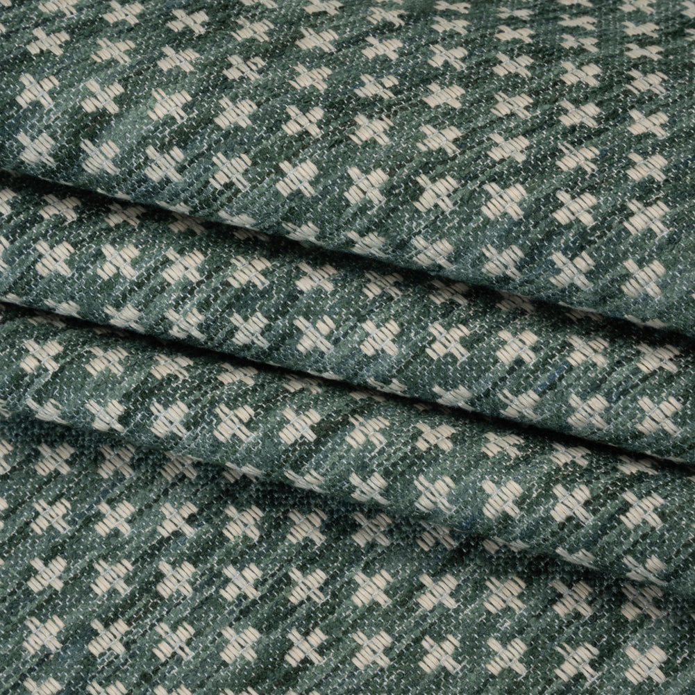 Polyester Boucle Home Decor Jacquard - Teal Plus Signs - British Imported - Joann Fabrics