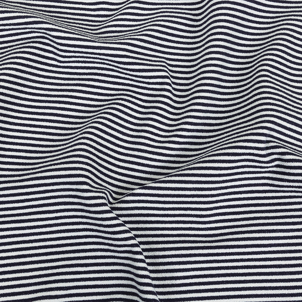 Parisian Night and White Candy Striped Stretch Cotton and Polyester Liverpool Knit - Joann Fabrics