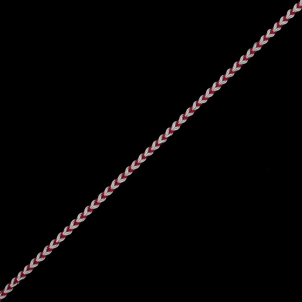 Wine and White Two-Tone Braided Trim - 0.25