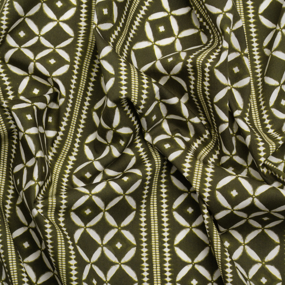 Cotton Poplin Print - Green Diamonds and Stripes - Mood Exclusive Back to Back - Joann Fabrics