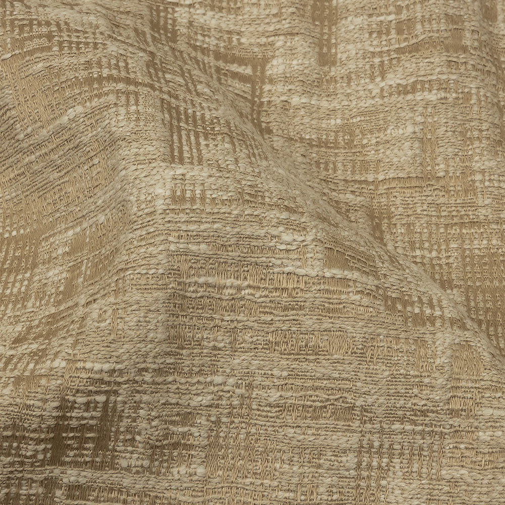 Cotton and Recycled Polyester Drapery Jacquard - Caramel Crosshatched Lines - British Imported - Joann Fabrics