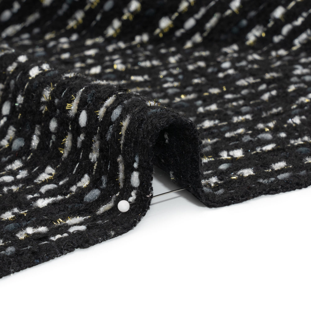 Black, White and Gold Boucle Striped Acrylic Tweed - Joann Fabrics