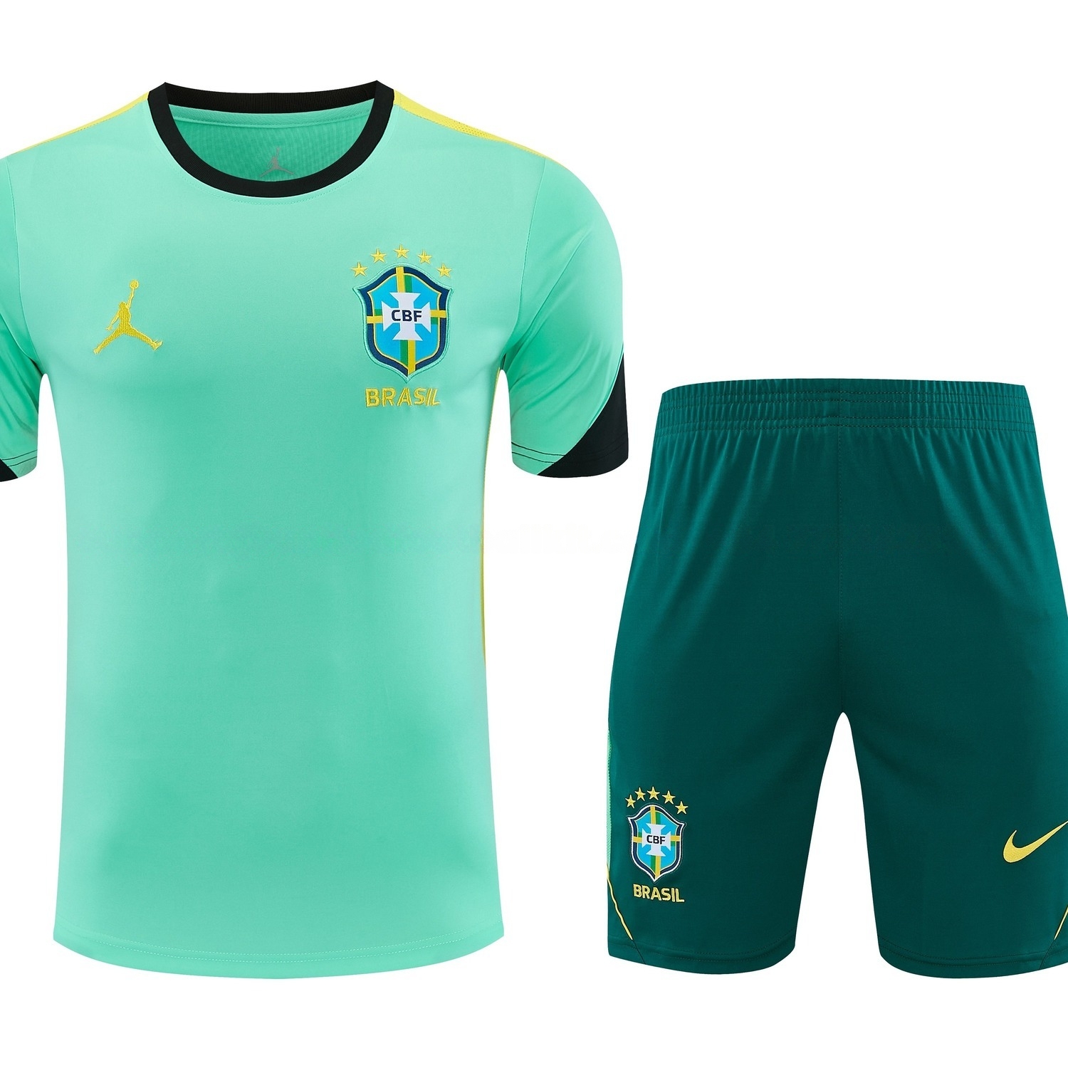 Brazil 2026 Short-Sleeve Training Set - Green Top & Dark Green Shorts - UnitedFutballJersey