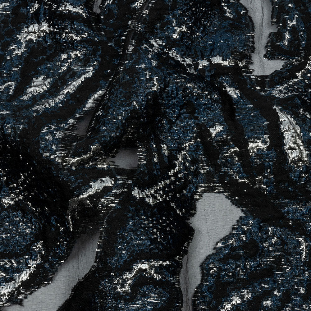 Metallic Silver and Black Abstract Luxury Burnout Brocade - Joann Fabrics