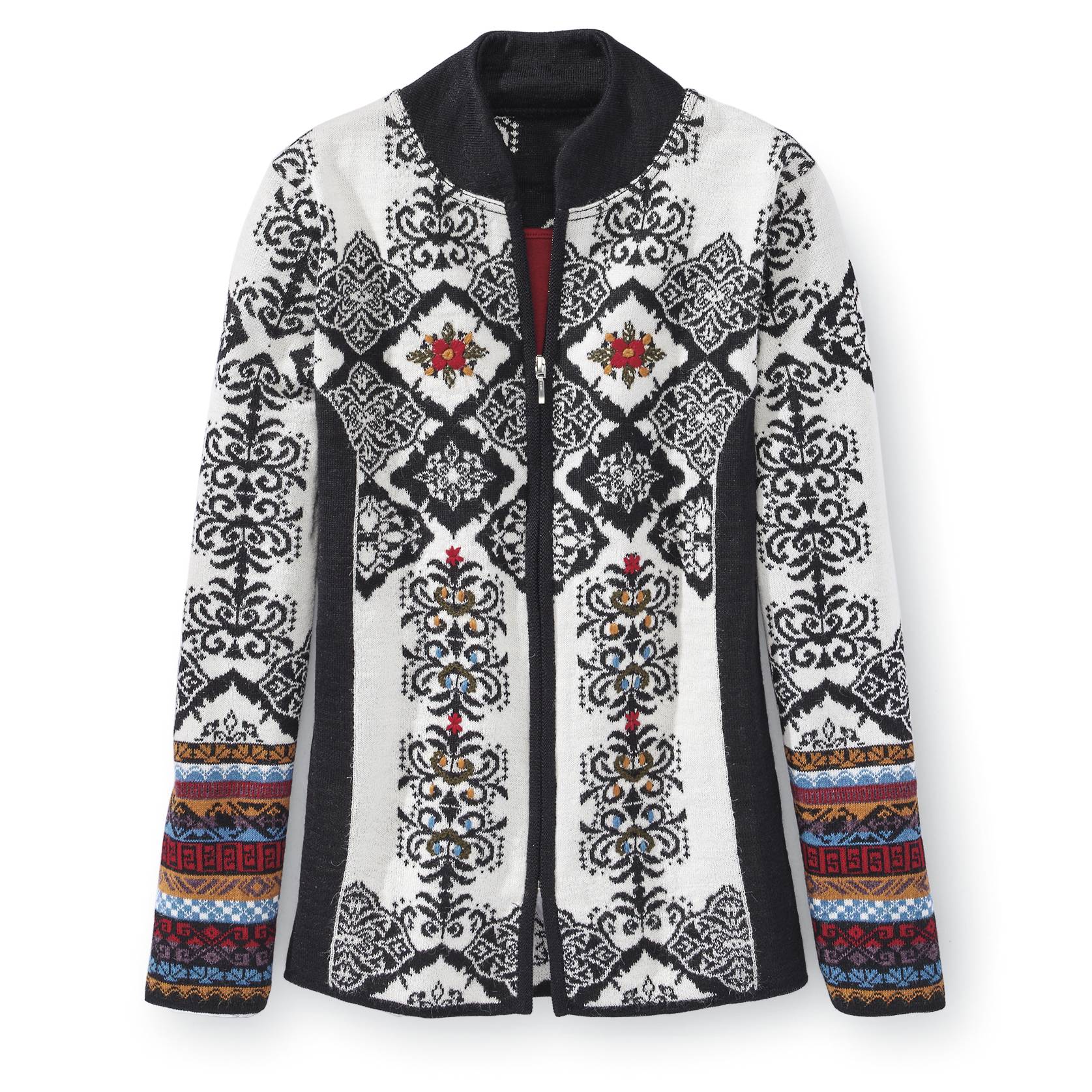 Peruvian Alpaca Embroidered Zip Cardigan - Northstyle Catalog