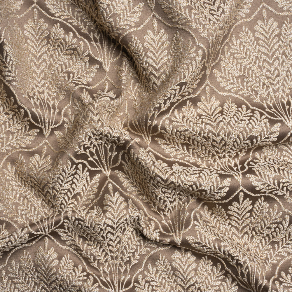 Metallic Drapery Jacquard - Mole Leafy Fans - British Imported - Joann Fabrics