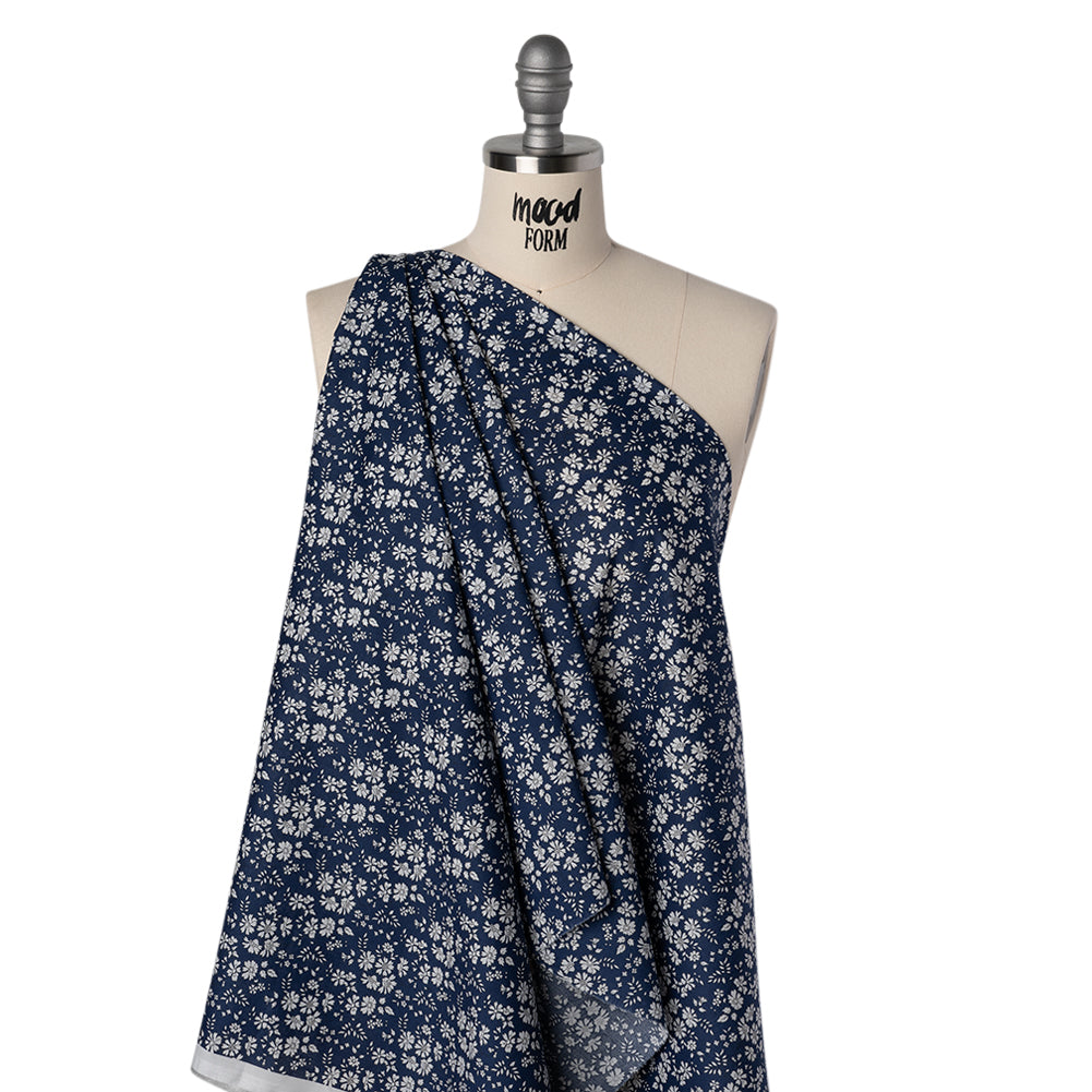 Liberty Fabrics Tana Lawn® - Capel Dark Blue - Navy and White Outlined Florals - Joann Fabrics