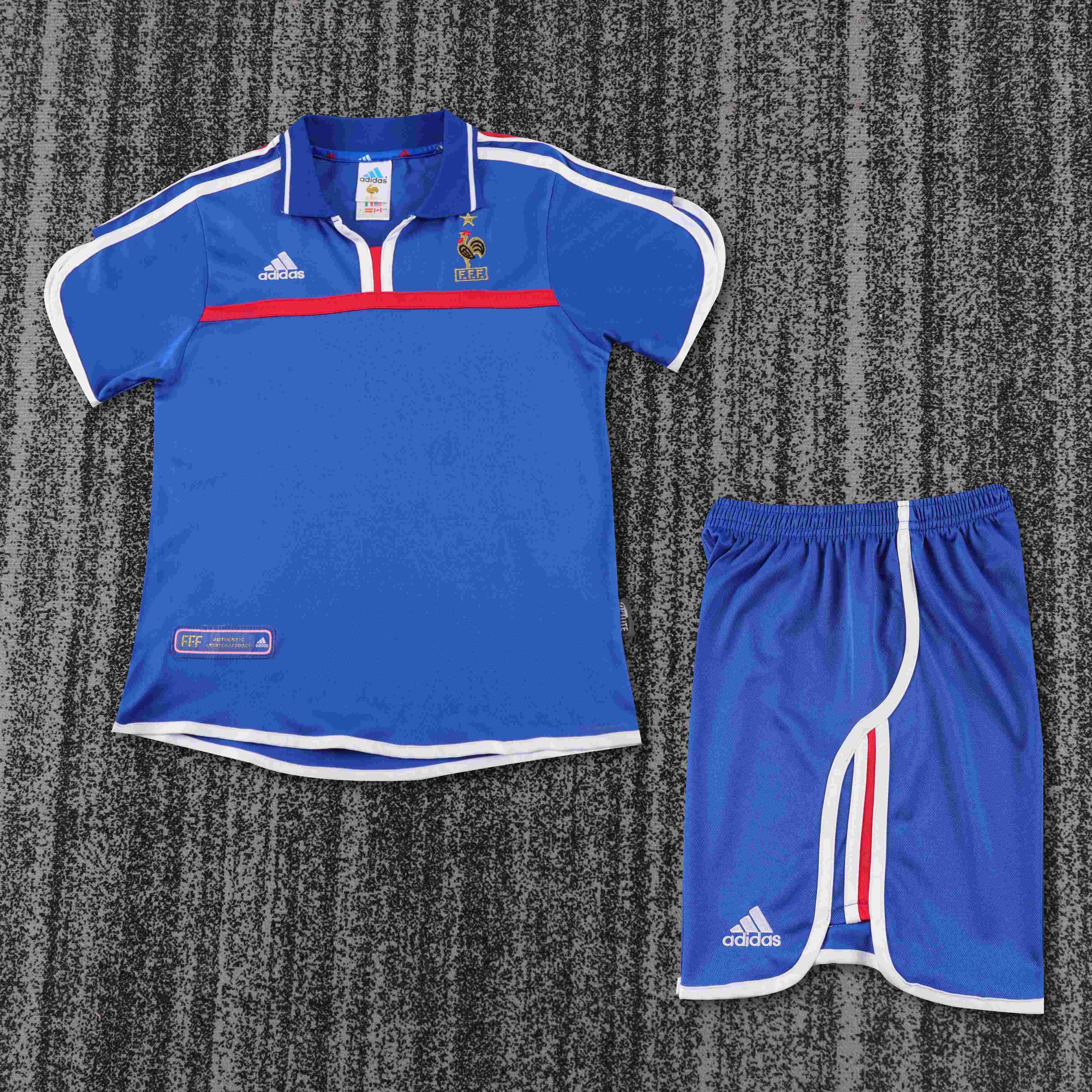 2000 Retro France Home Football Shirt 1:1 Thai Quality Kids Size