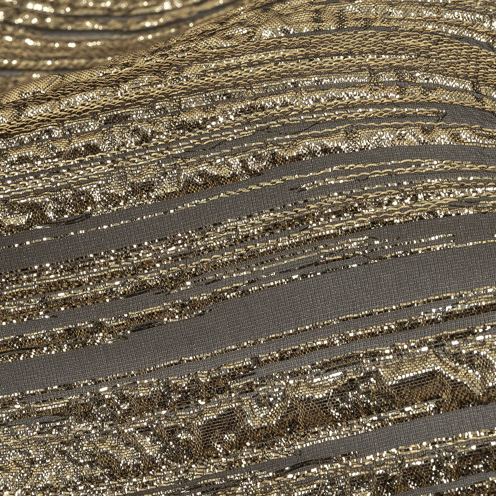 Metallic Gold and Black Lines Luxury Organza Brocade - Joann Fabrics