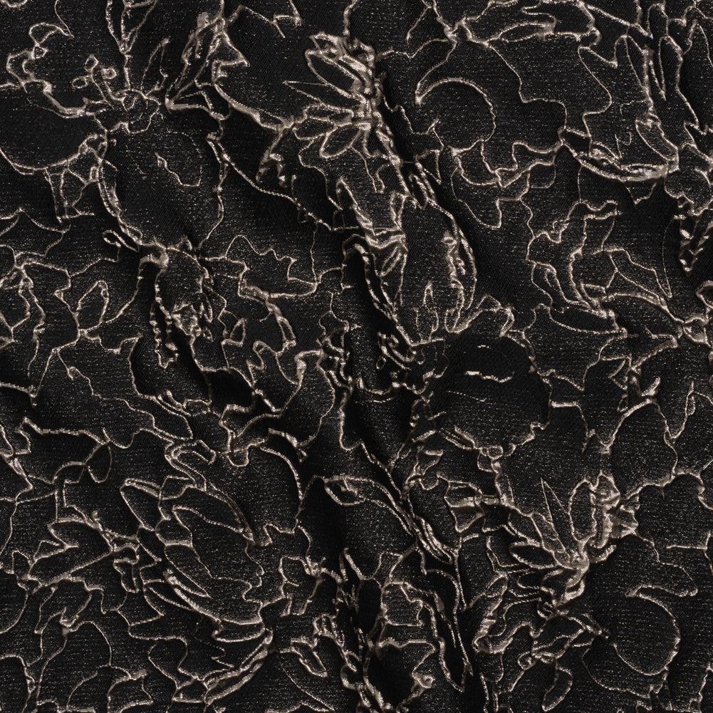 Metallic Luxury Brocade - Black and Silver Floral Outlines - Joann Fabrics