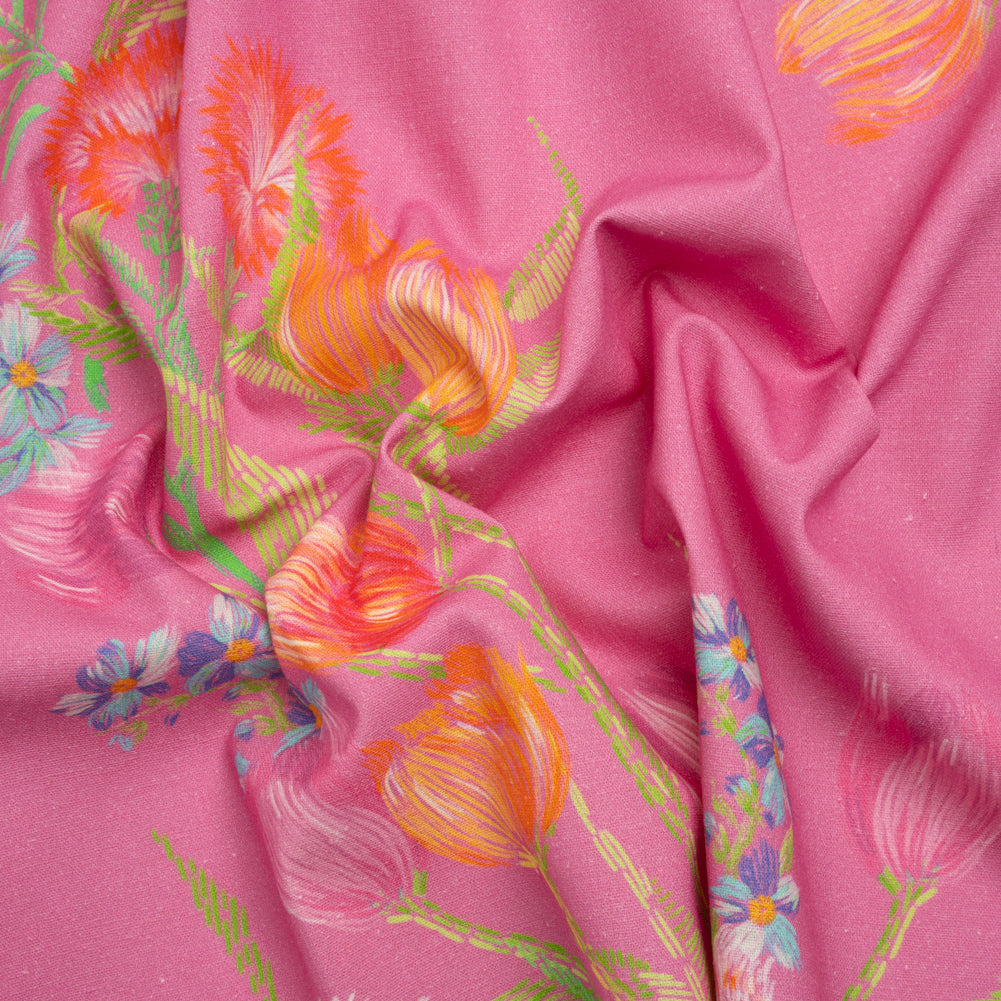 Mood Exclusive Pink Stitch by Stitch Linen and Cotton Woven - Joann Fabrics