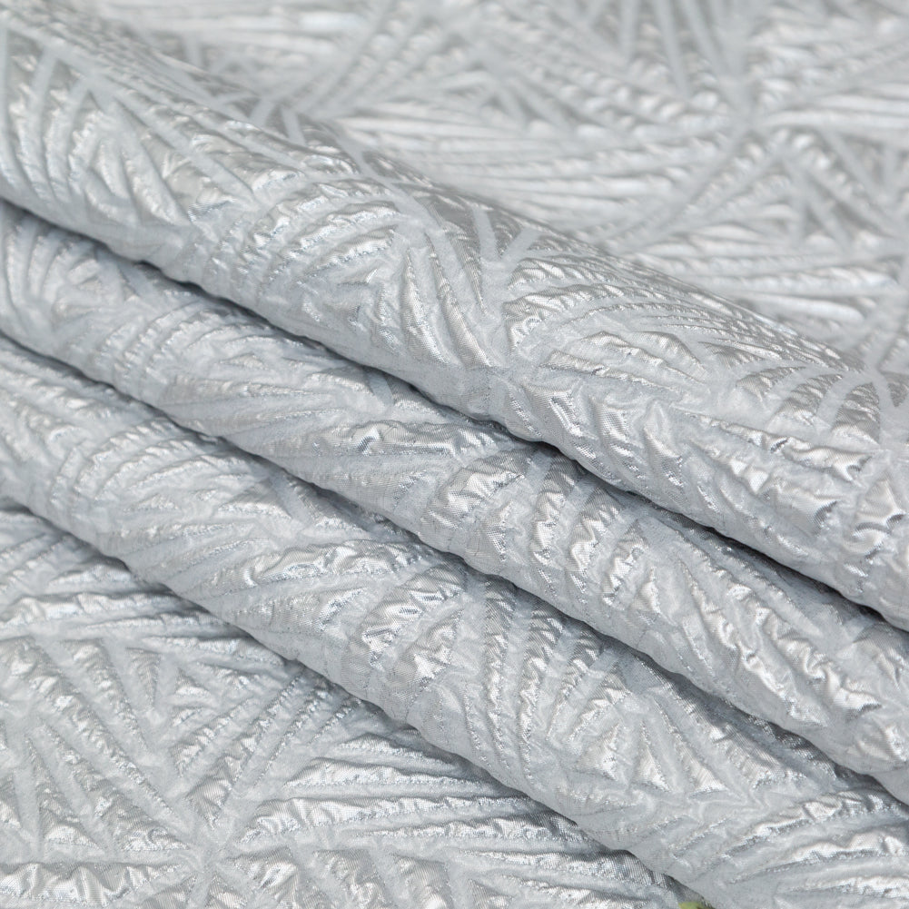 Luminous Silver Geometric Double-Layer Creped Organza Brocade - Joann Fabrics