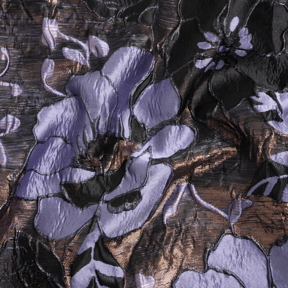Metallic Copper, Periwinkle and Black Floral Luxury Brocade - Joann Fabrics