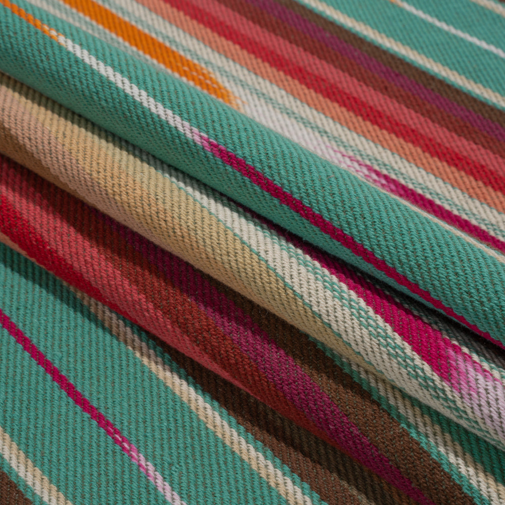 Arizona Turquoise, Brown and Pink Ikat Stripes Cotton Twill - Joann Fabrics