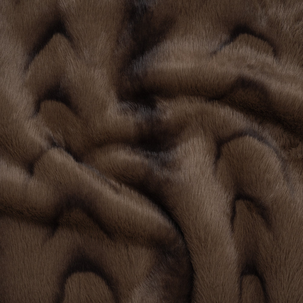 Plush Short Pile Recycled Polyester Faux Fur - Light Brown and Black Woodgrain Print - Joann Fabrics
