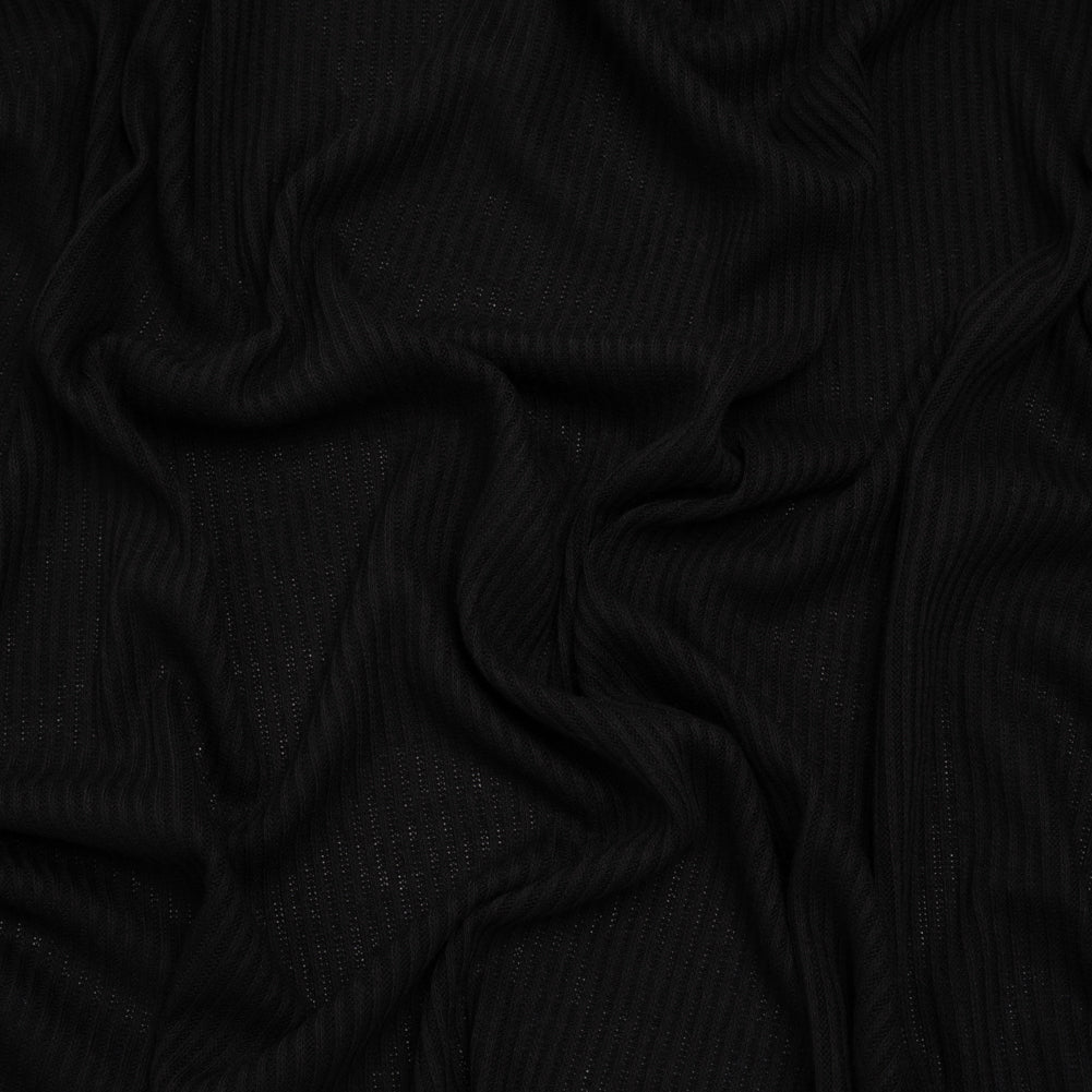 Stretch Polyester and Rayon 2x2 Rib Knit - Charcoal Black - Designer Deadstock - Joann Fabrics