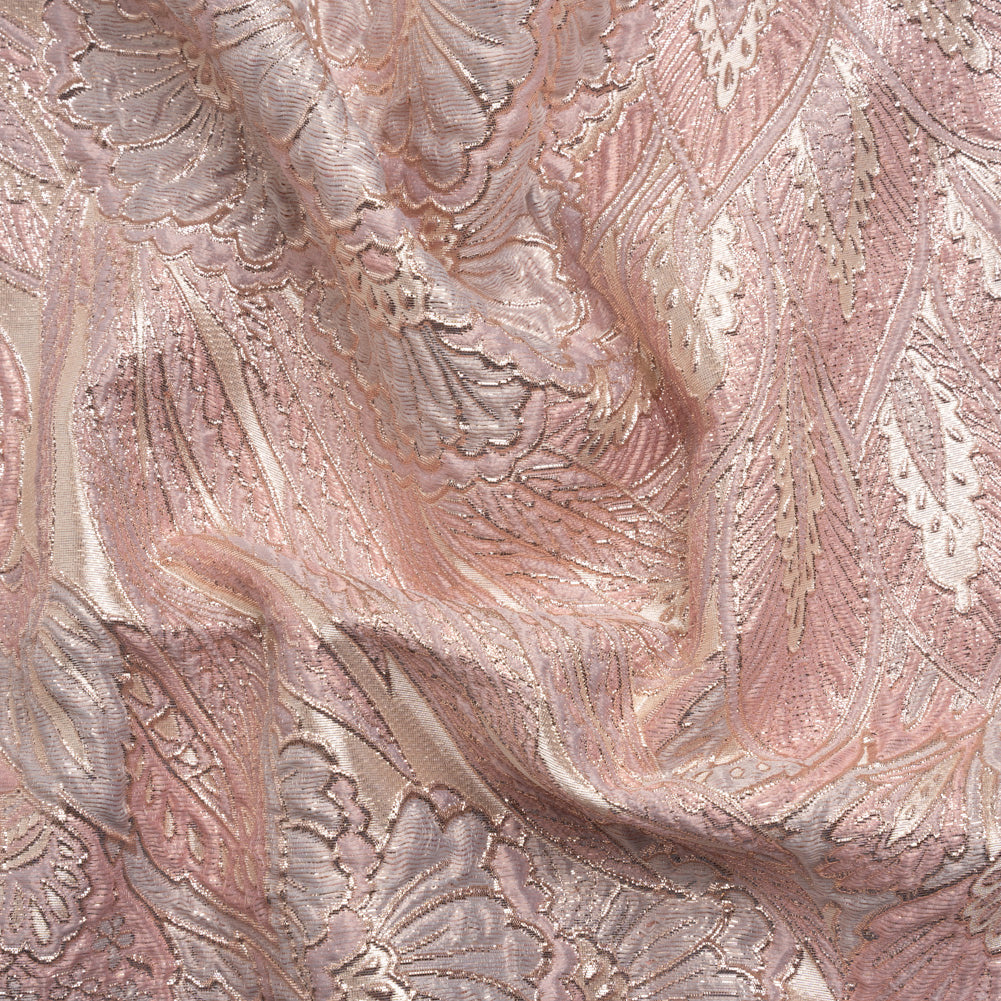 Metallic Silver, Pink and Cream Gleaming Garden Luxury Brocade - Joann Fabrics