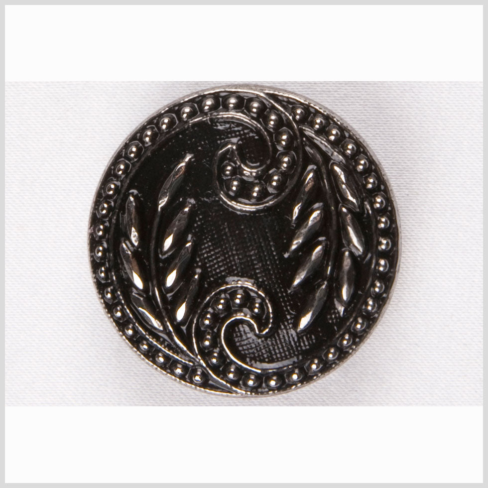 Black and Platinum Floral Leaf Glass Shank Back Button - 22L/14mm - Joann Fabrics
