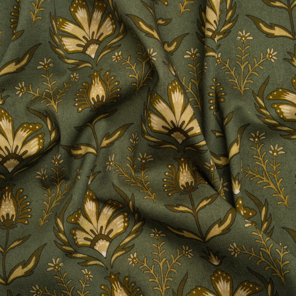 Stretch Cotton Twill Print - Green Floral - Mood Exclusive Watching the Fire - Joann Fabrics