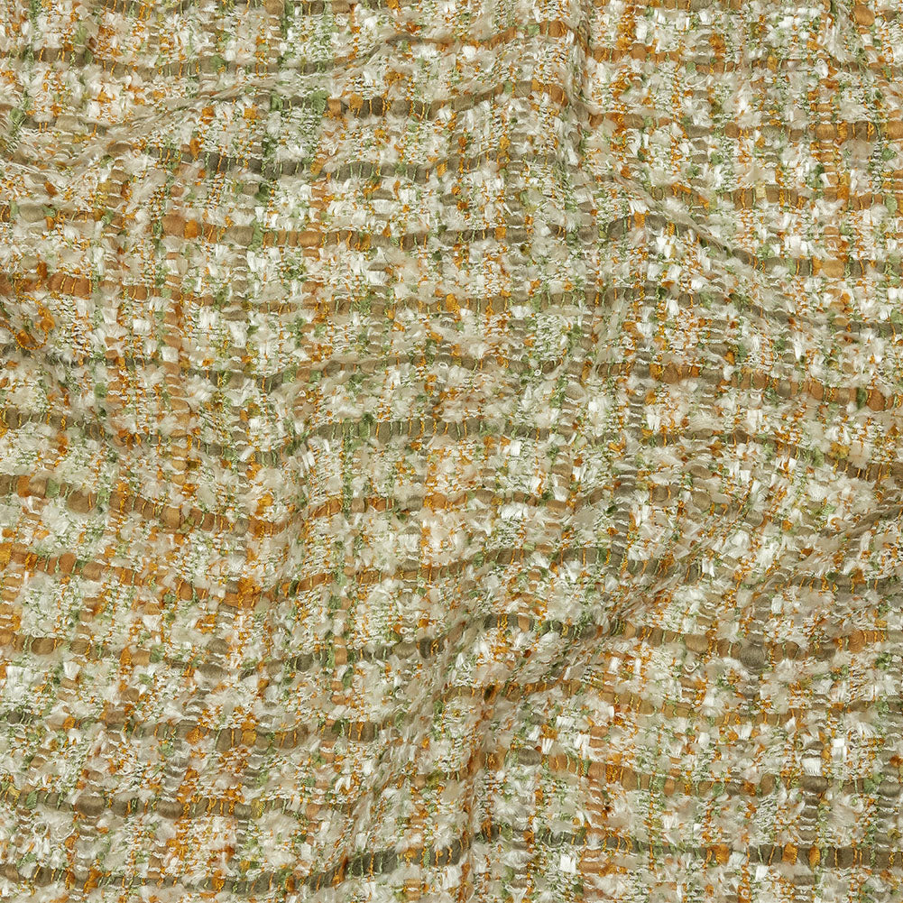 Newcastle Green, Mustard and Silver Birch Viscose and Acrylic Chenille Tweed - Joann Fabrics