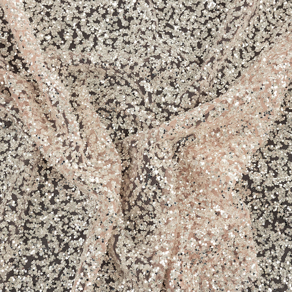 Tulle with Glitter Clusters - Salmon with Platinum - Eminence Collection - Joann Fabrics