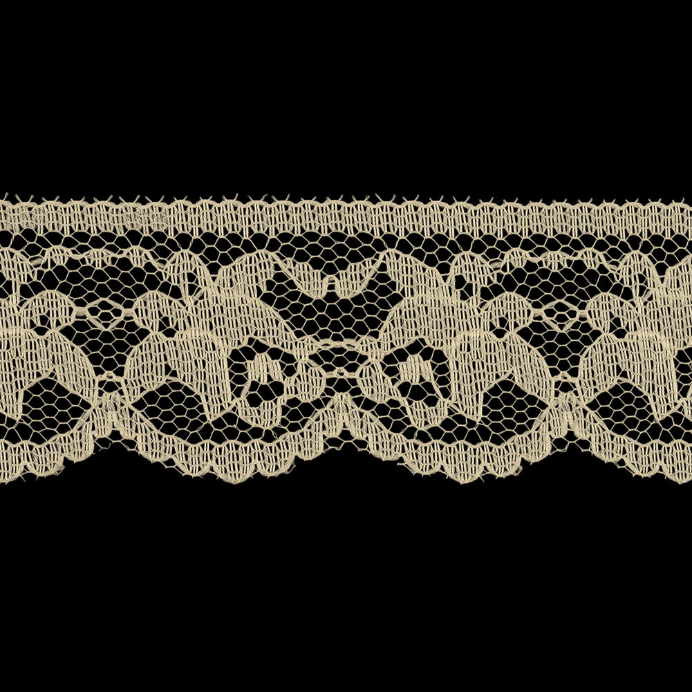 Tofu Rose Buds Scalloped Lace Trim - 1.375