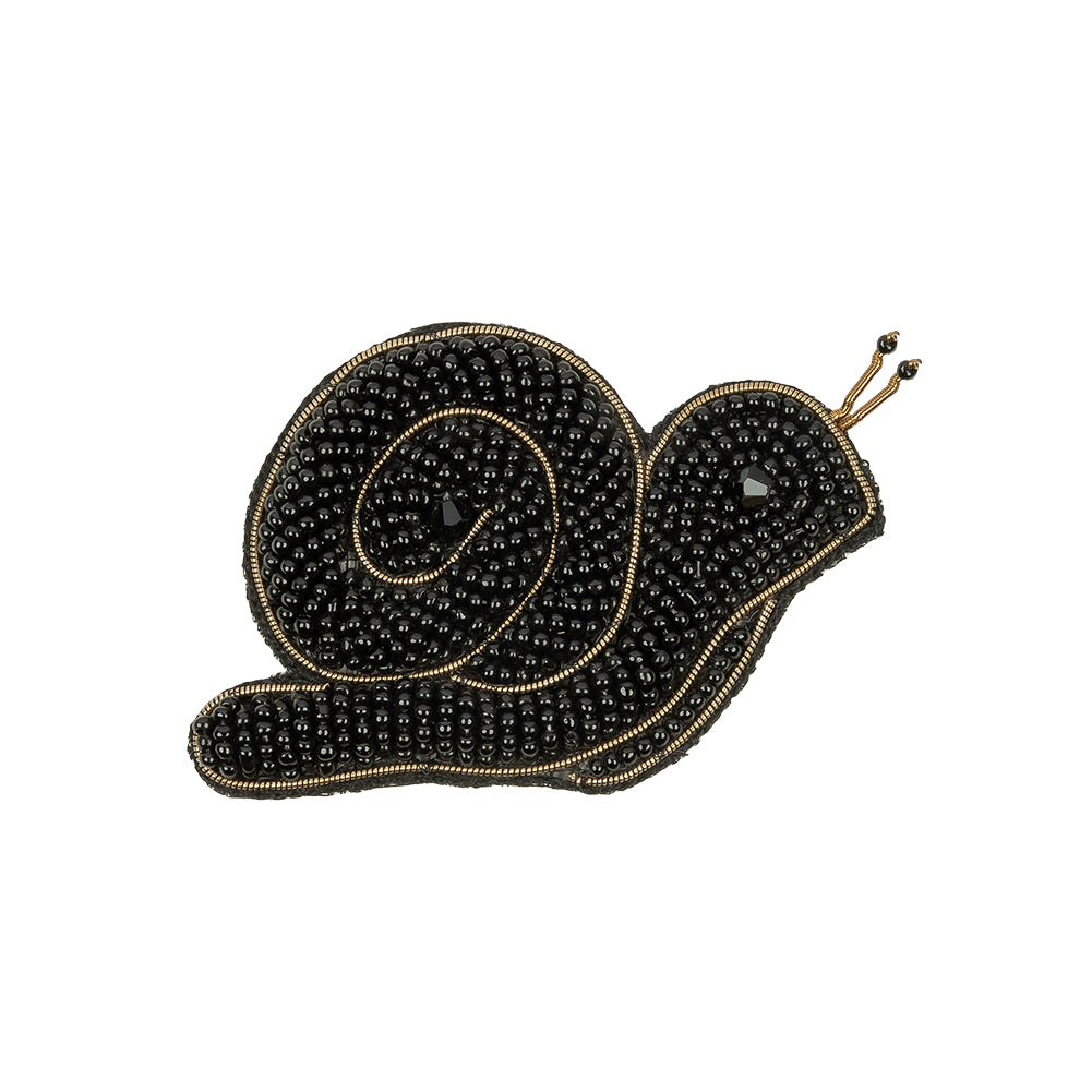 Black and Gold Snail Glass Beaded Applique - 1.75