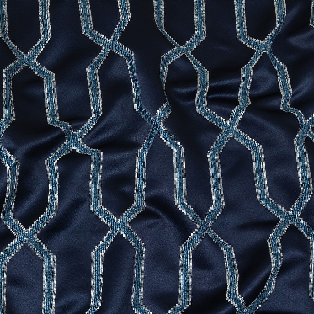 British Imported Ink Satin-Faced Geometric Drapery Jacquard - Joann Fabrics