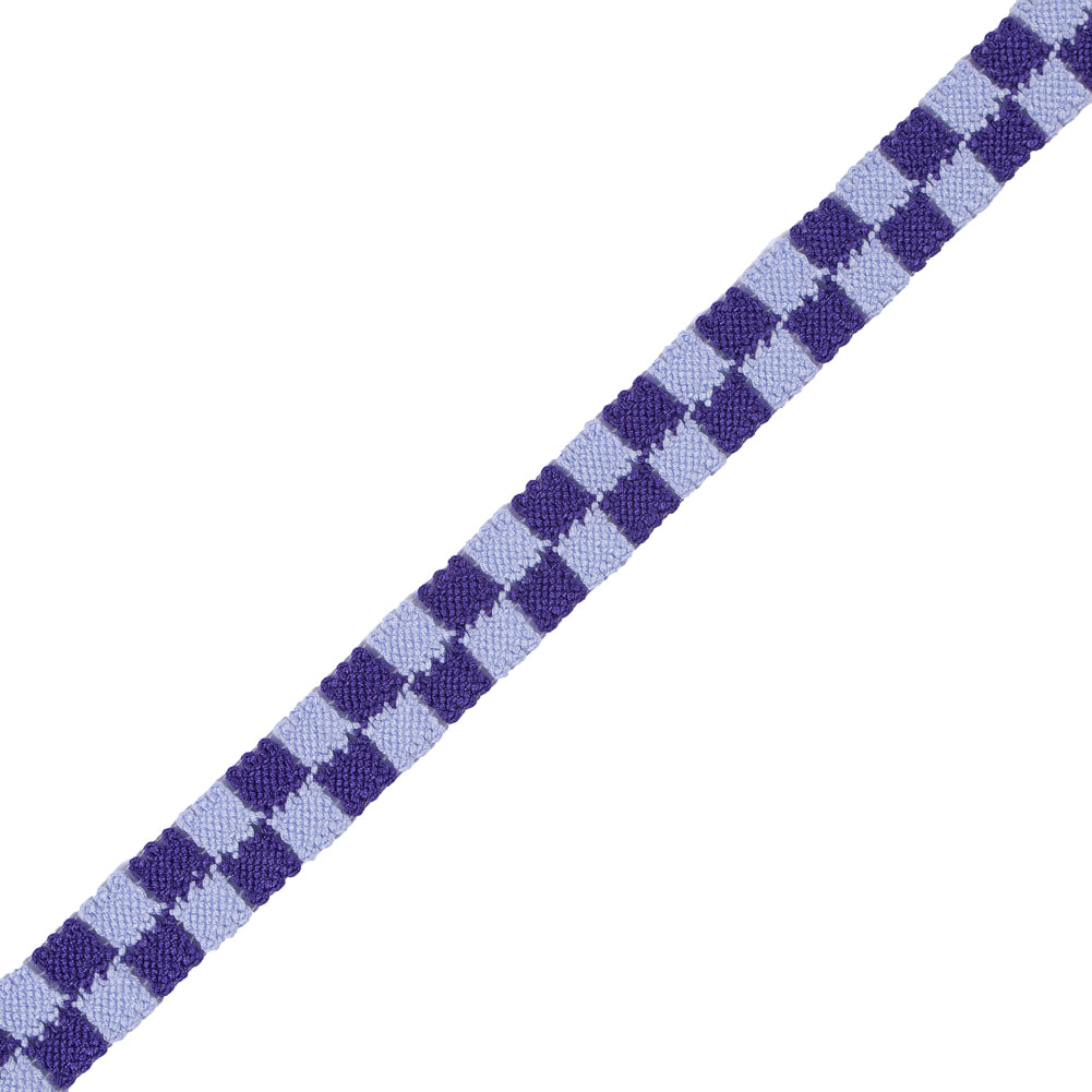 Purple 2 Row Checkered Crochet Trim - 1