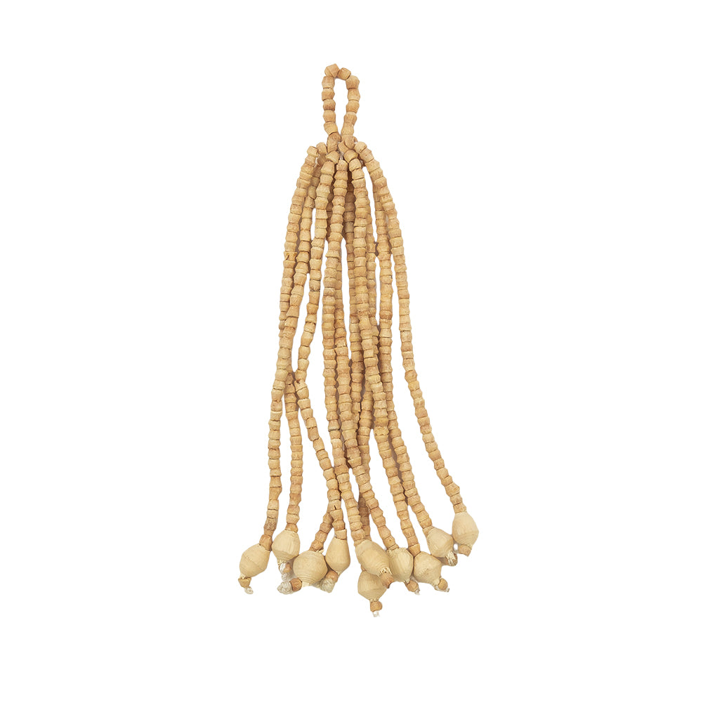 Vintage Natural Wood Beaded Tassel - 3